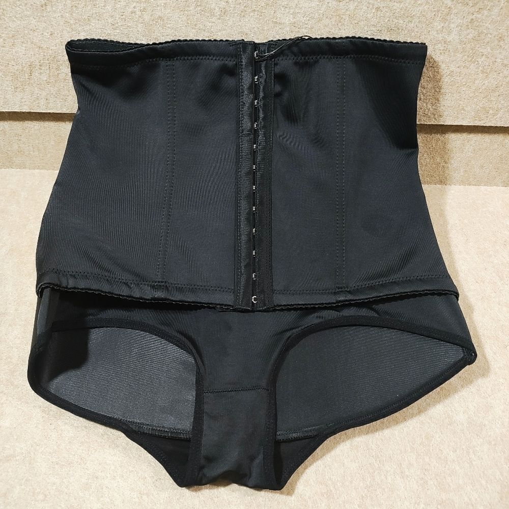 Black Corset High Waist Cinching Butt Pad Shapewear #8